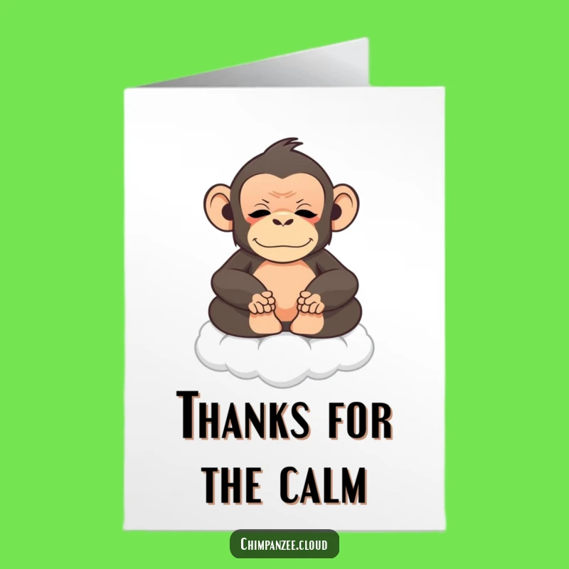 Free Printable Zen Chimpanzee Thank You Card: Peaceful Cloud Meditation Gratitude