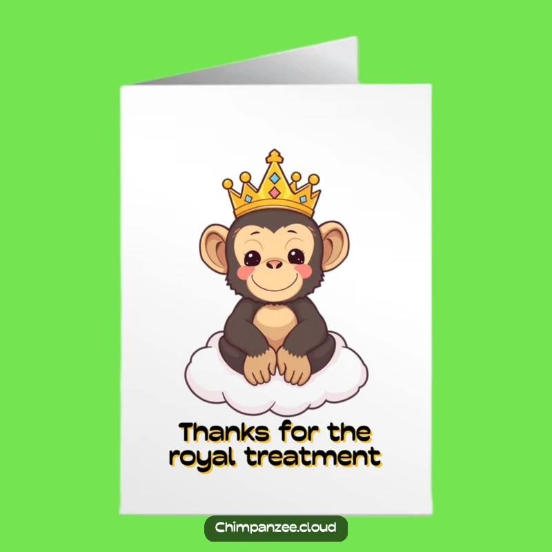 Free Printable Thank You Card: Funny Chimp King Cloud Throne Humorous Downloadable
