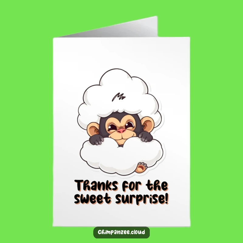 Free Printable Thank You Card: Chimp Hiding Behind Cloud Downloadable