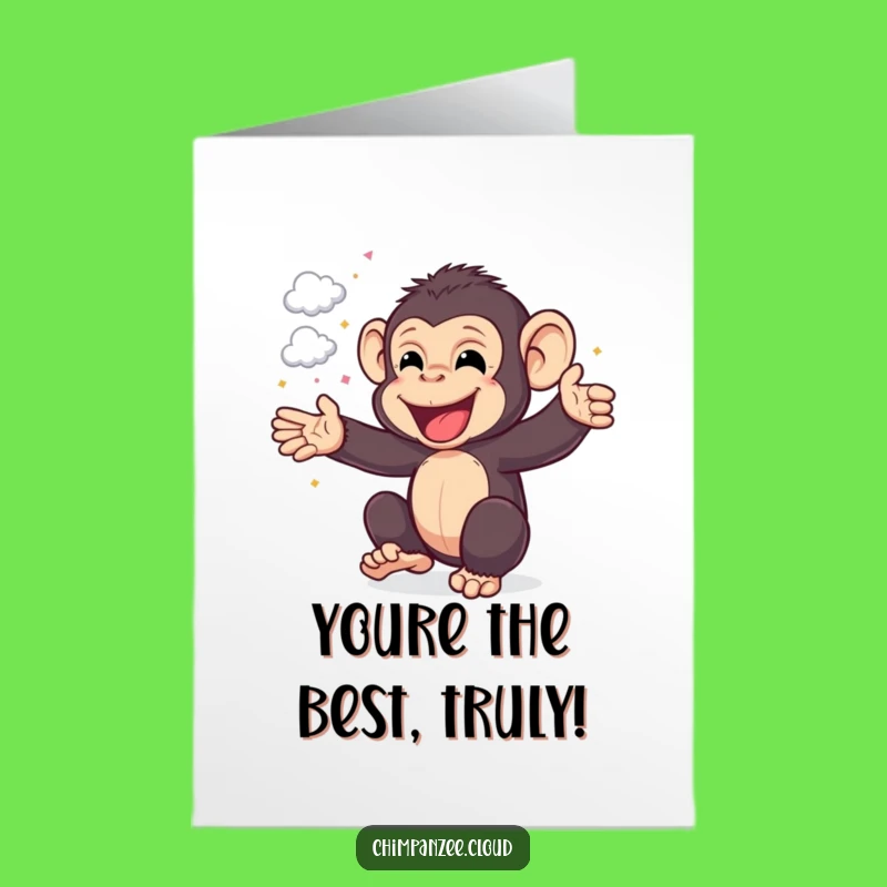 Free Printable Thank You Card: Cheerful Chimp Thanks - Funny Downloadable Gift