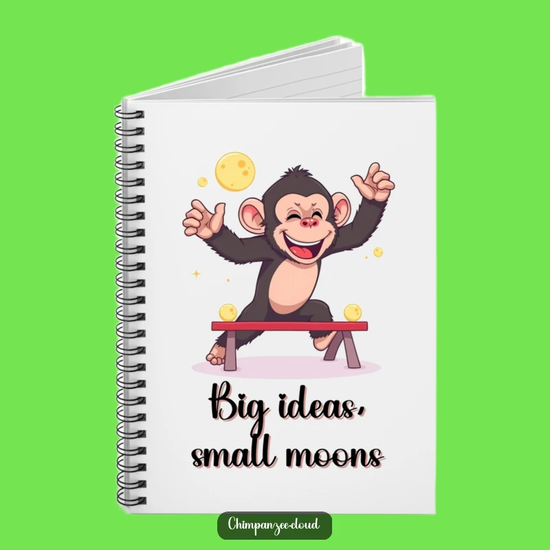Funny Giggling Chimp Leapfrog Moons Notebook - Creative Whimsical Journal Gift