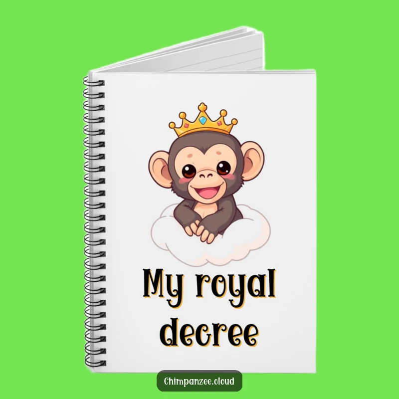 Funny Chimp Crown Notebook: Royal Chimpanzee on Cloud, Journal Funny Gift!