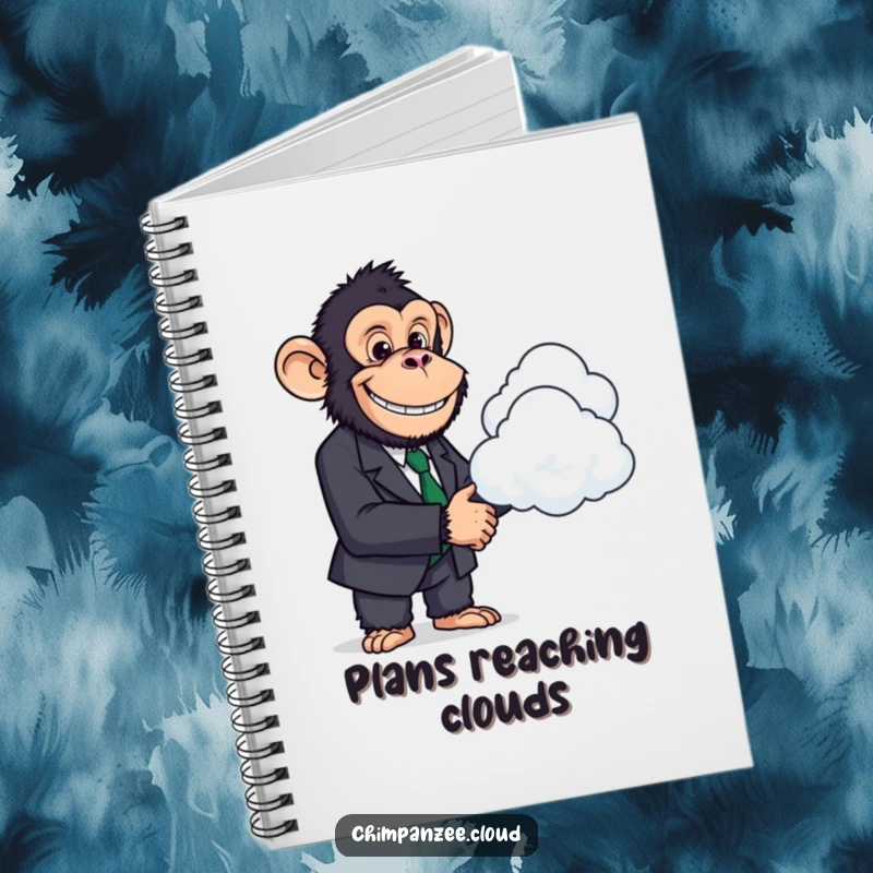 Funny Chimp Deal Notebook: A chimpanzee in a suit shakes hands with a cloud, perfect for business notes.