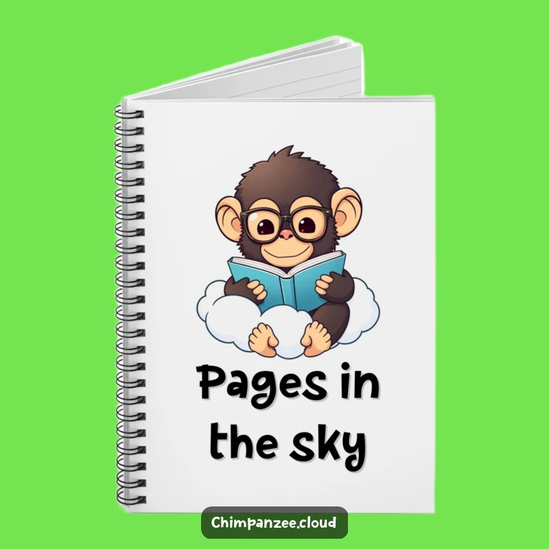 Funny Chimp Journal: Notebook with a Chimp Reading on a Cloud, Perfect Funny Gift