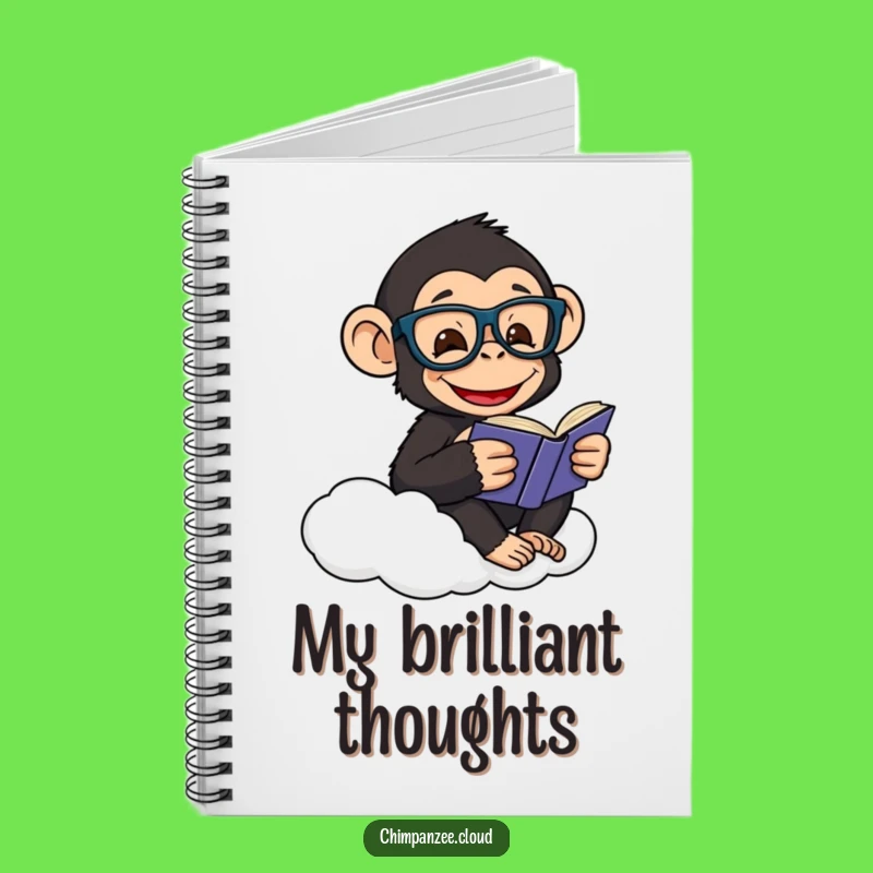 Funny Scholar Chimp Notebook: Happy Chimpanzee Reads on a Cloud