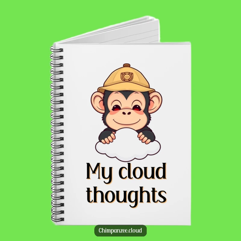 Funny Explorer Chimp Notebook: Cute Chimpanzee Peering Over Cloud Journal
