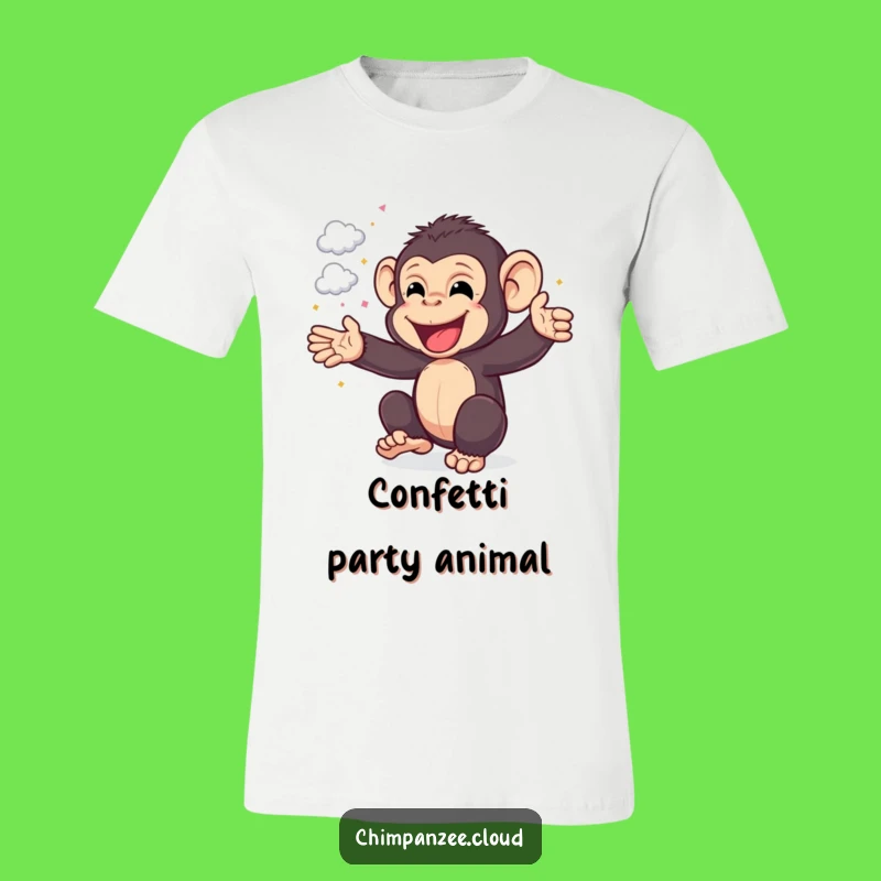 Funny Chimp Party Tee: Happy Cheering Chimpanzee, Cloud Confetti Fun, Great Funny Gift!