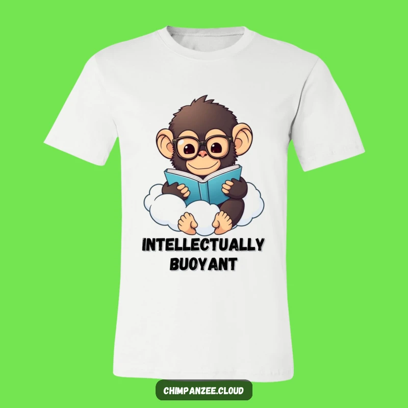 Funny Chimp Reader T-Shirt: Comfy Tee with Chimp Reading on a Cloud, Hilarious Gift