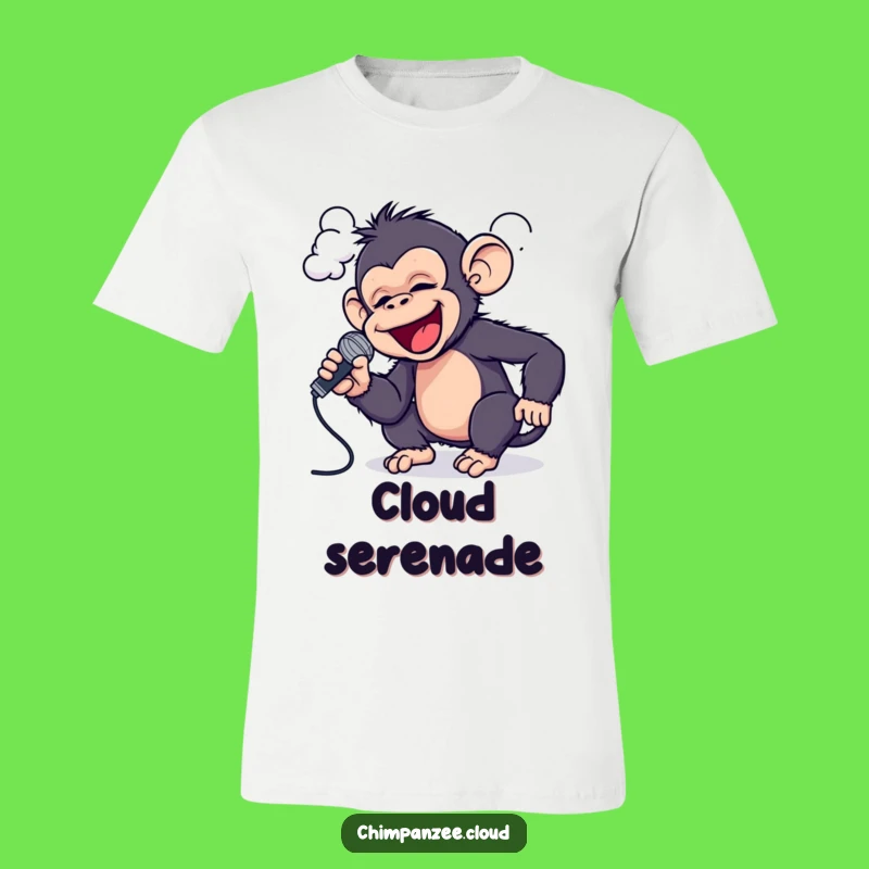 Funny Chimp Singer T-Shirt: Playful Chimp Sings into Cloud, Hilarious Gift