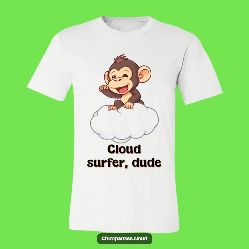 Funny Chimpanzee Cloud Ride T-Shirt: Hilarious Chimp's Sky Adventure Tee