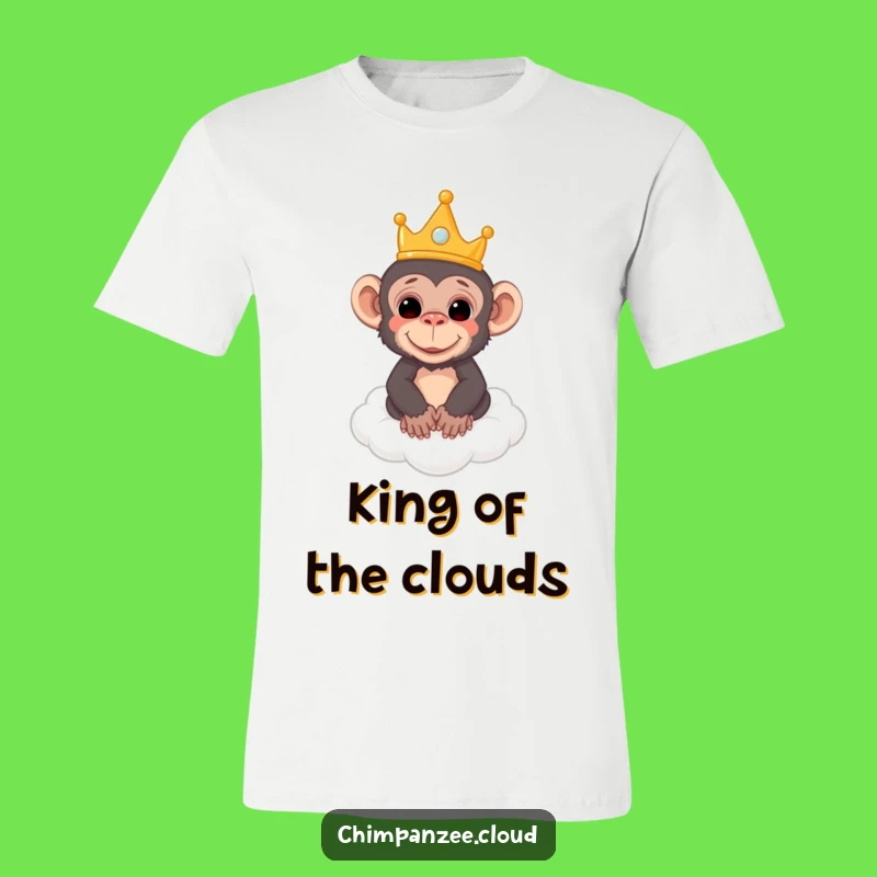 Funny Crowned Chimp T-Shirt: Floating on Cloud - Hilarious Primate Lover Gift