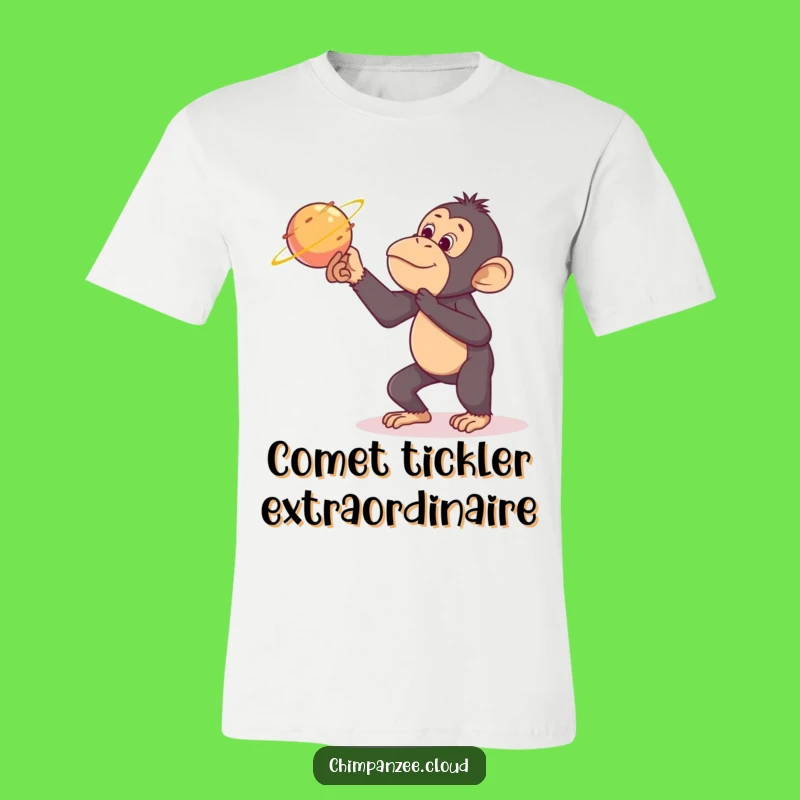 Funny Mischievous Chimp Tickles Comet T-Shirt - Comedic Space Tee Gift