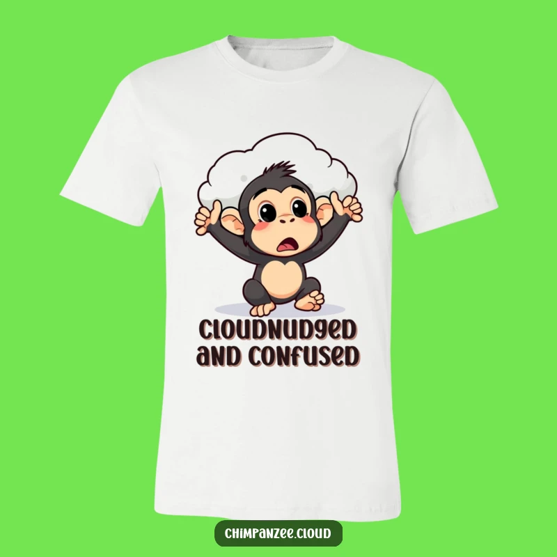 Funny Surprised Chimpanzee Cloud Push T-Shirt: Wearable Whimsy & Humorous Gift