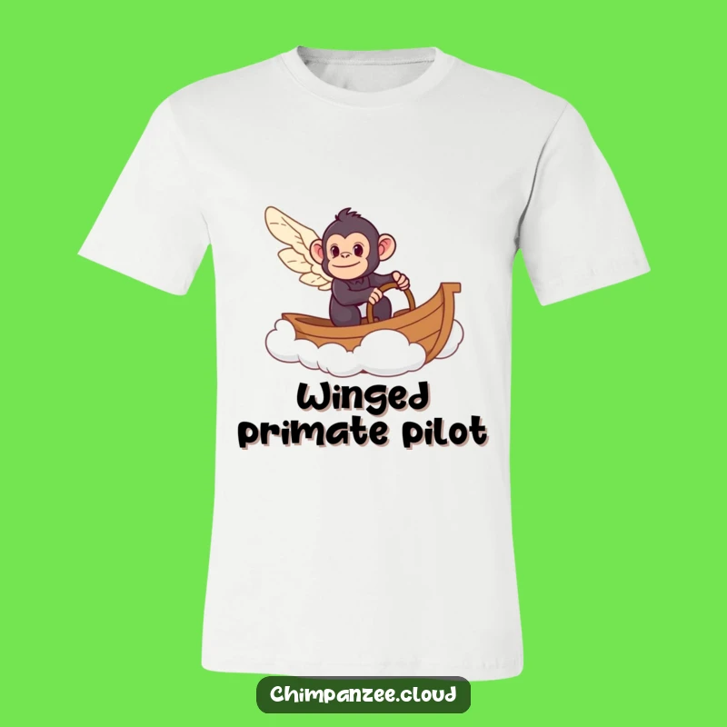 Funny Winged Chimp Cloud Boat T-Shirt: Hilarious Sky Sailing