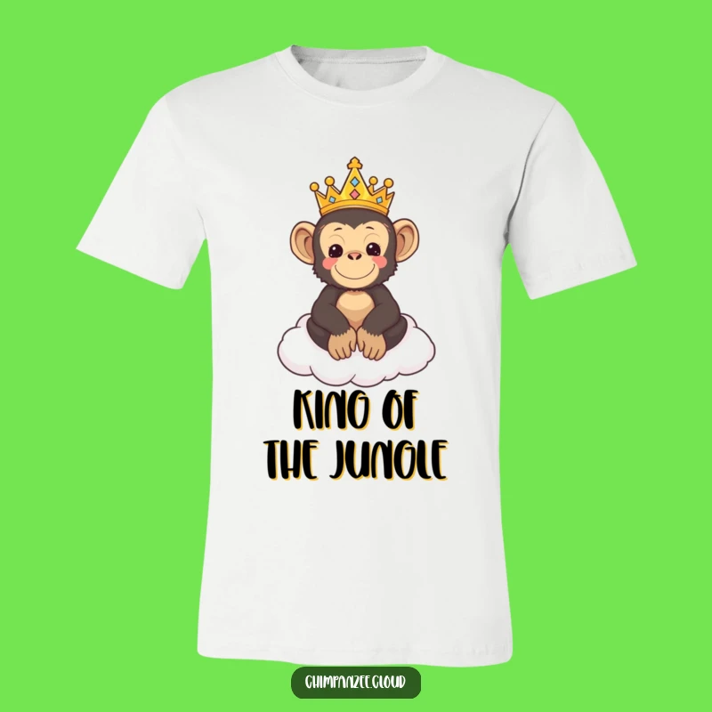 Funny Chimp King T-Shirt: Adorable Chimpanzee Royalty on Cloud Throne
