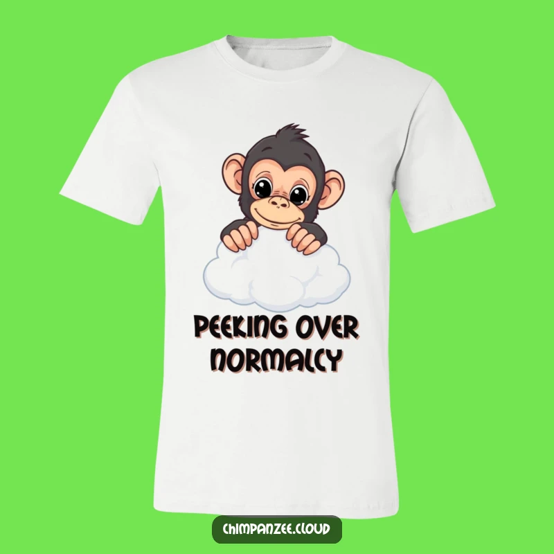 Funny Chimp Cloud T-Shirt - Curious Primate's Sky Adventure Tee