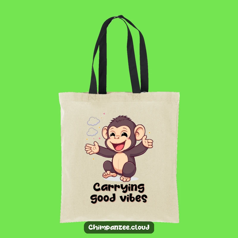 Funny Chimp Confetti Tote: Happy Cheering Chimpanzee Bag, Stylish Funny Gift!