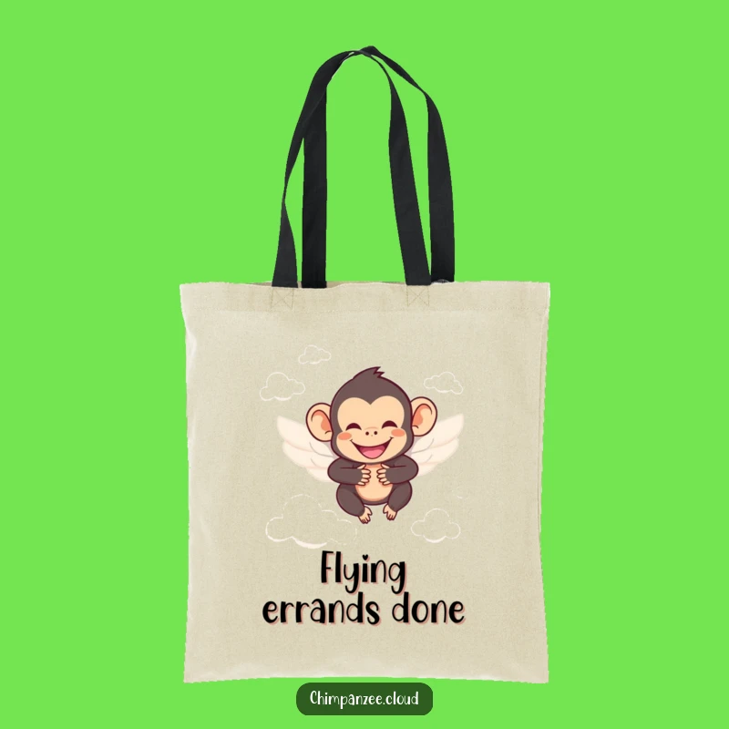 Funny Angel Chimp Tote Bag: Winged Chimp Carryall, Heavenly Funny Gift