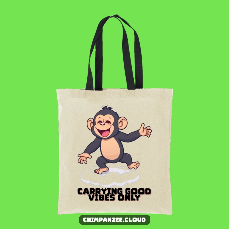 Funny Chimp Cloud Dance Tote Bag: Joyful Primate's Happy Dance Shopping Bag