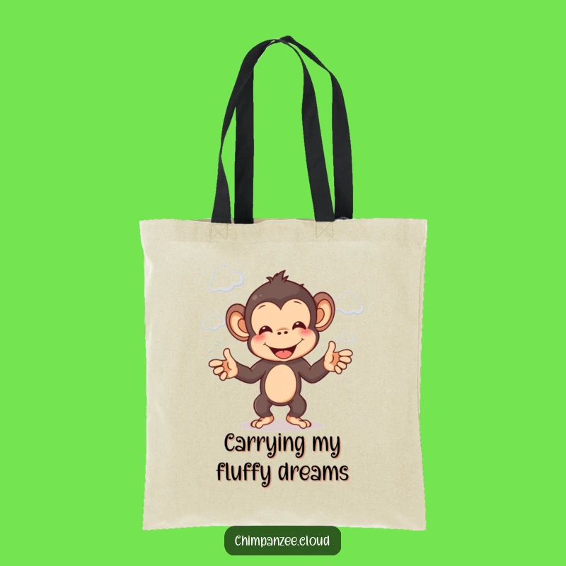 Funny Chimp Cloud Juggler Tote Bag: Cheerful Monkey Carrying Clouds!