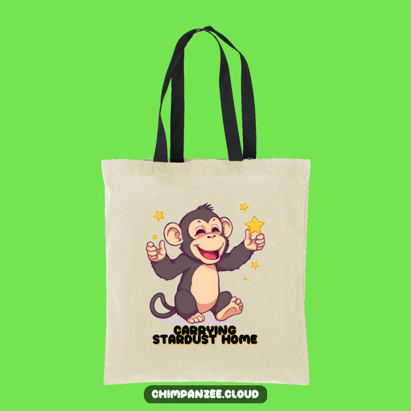 Funny Chimpanzee Star Tote Bag: Hilarious Primate Juggling Accessory Gift