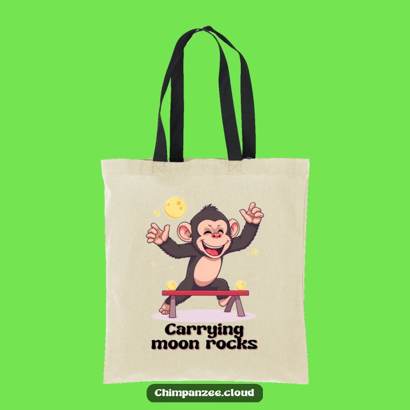 Funny Giggling Chimp Leapfrog Moons Tote Bag - Whimsical Space Carryall Gift