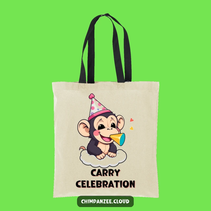 Funny Party Chimp Noisemaker Tote Bag: Carry the Celebration