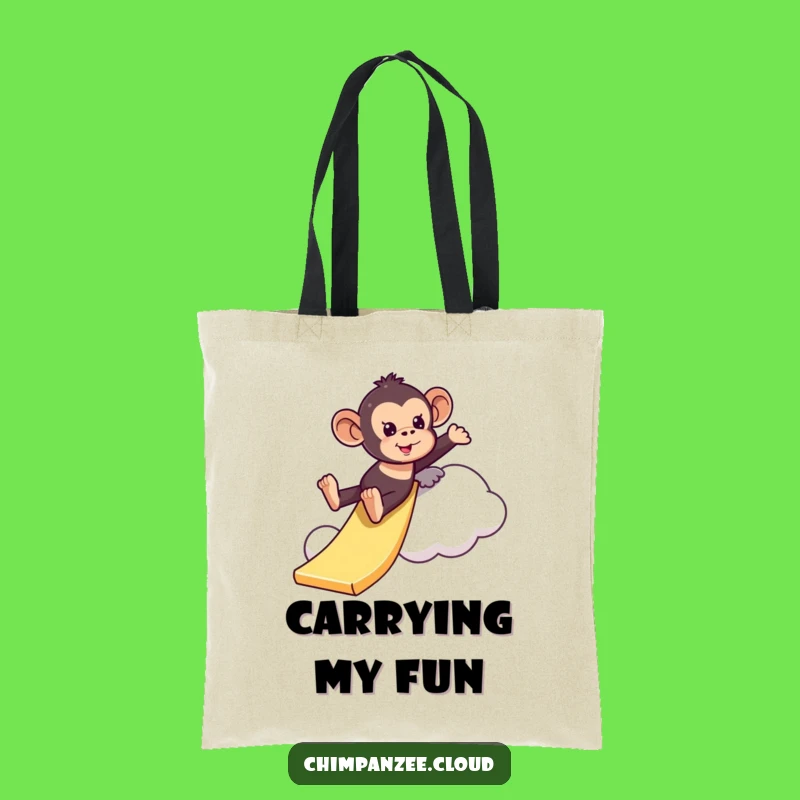 Funny Playful Chimpanzee Cloud Slide Tote Bag: Carry Fun & Humorous Style