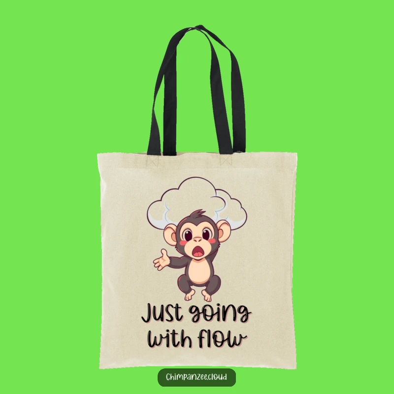 Funny Surprised Chimpanzee Tote Bag: Hilarious Primate Cloud Toss Accessory
