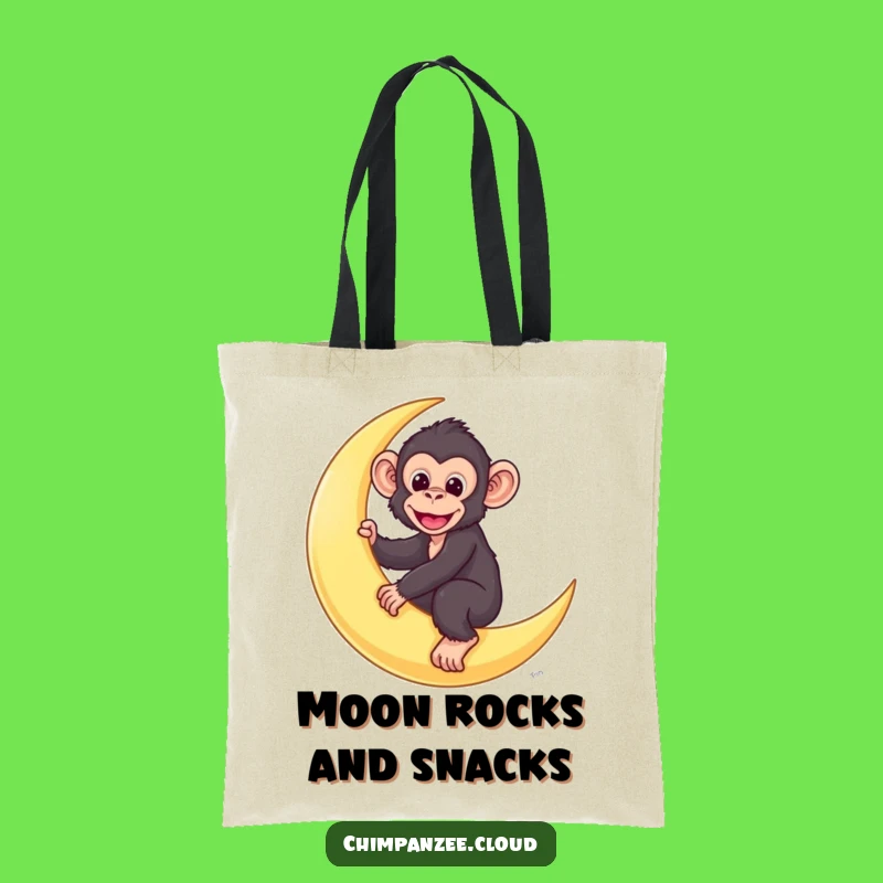 Funny Chimp Moon Rider Tote Bag: Cute Monkey Carrying Dreams!